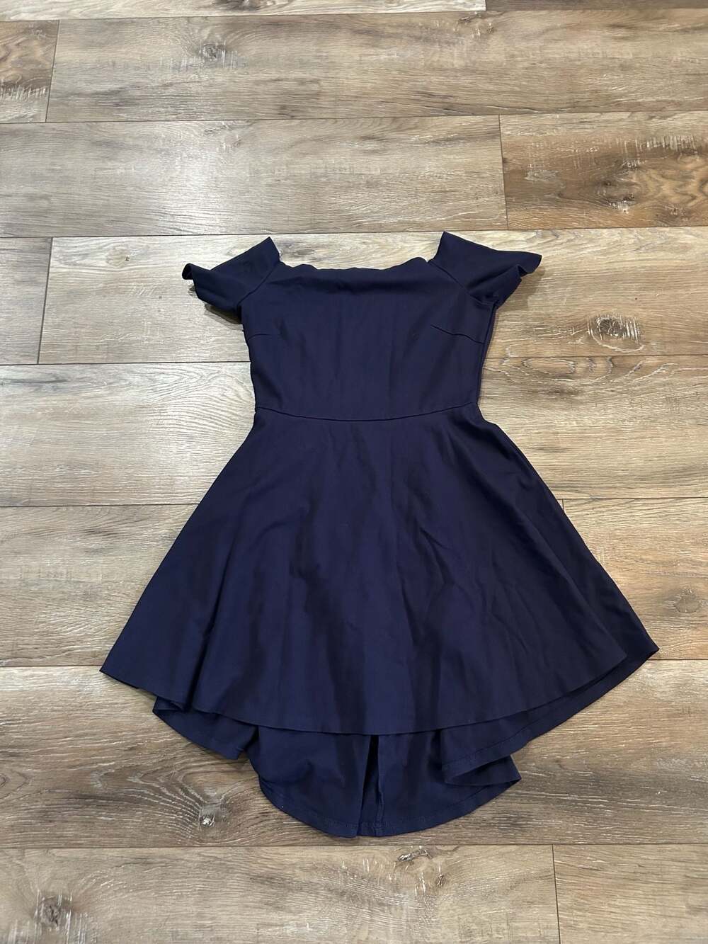 Sarin Mathews Womens Off Shoulder Short Sleeve High Low Cocktail Skater Dress